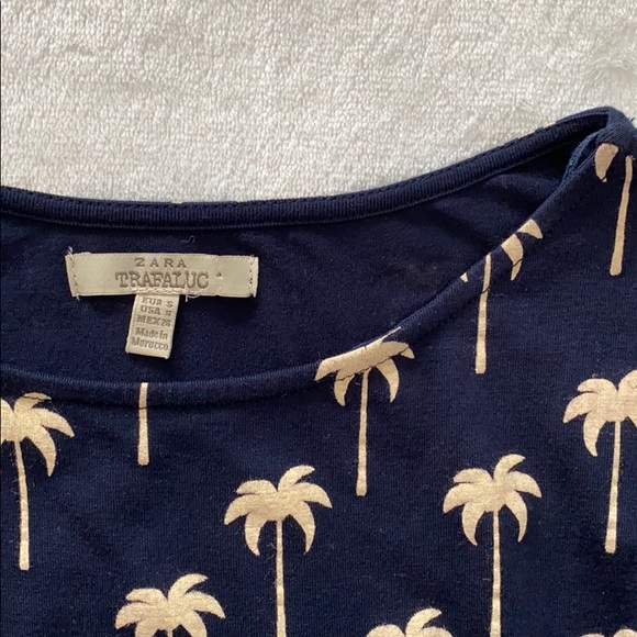 Zara Trafaluc Navy Palm Tree Dress - Picture 2 of 2